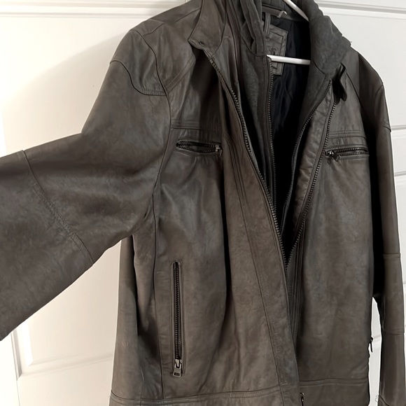 Calvin Klein faux leather jacket. Cotton lining with hood. XL. - Picture 2 of 5